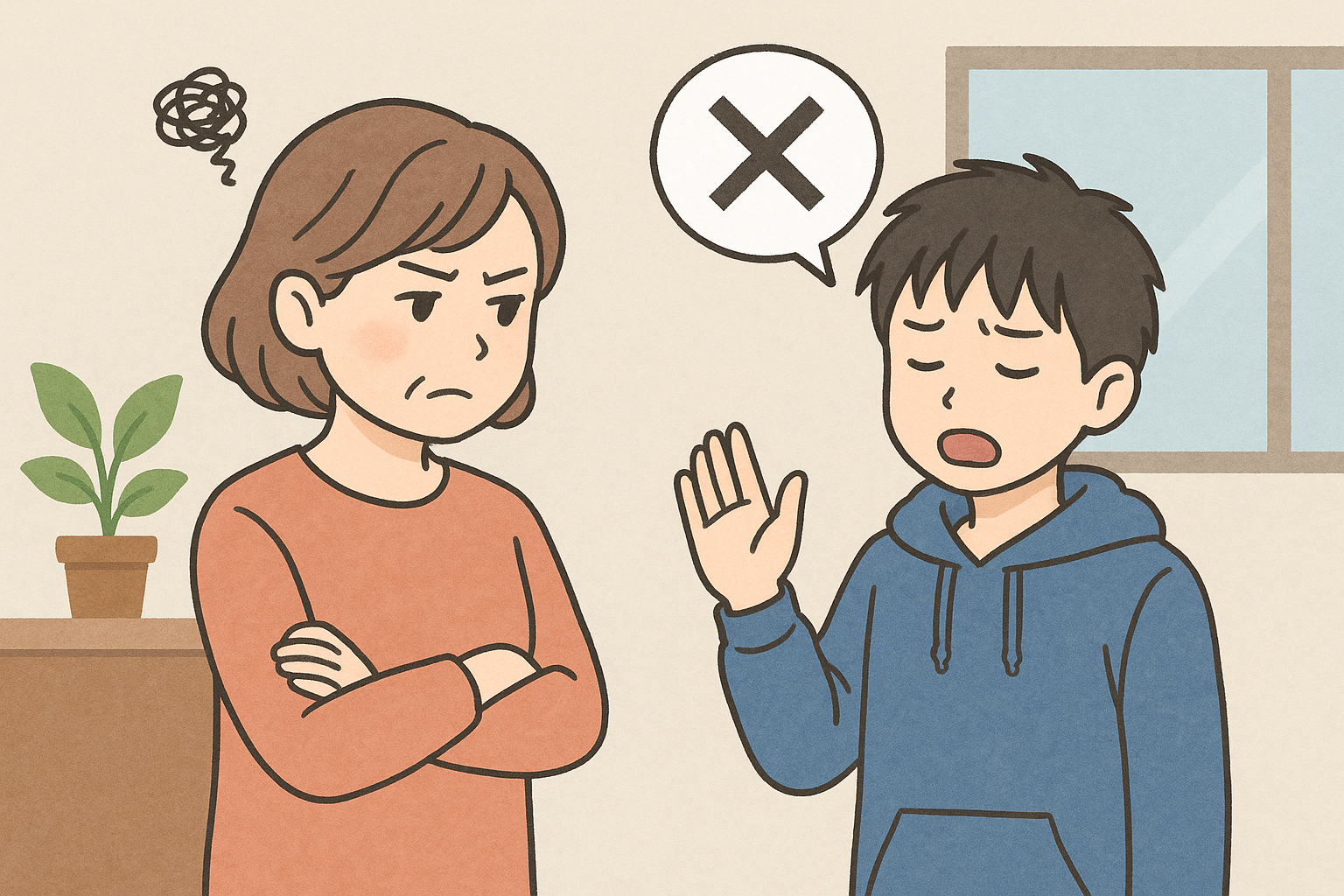 中学生の反抗期に悩む更年期の母親